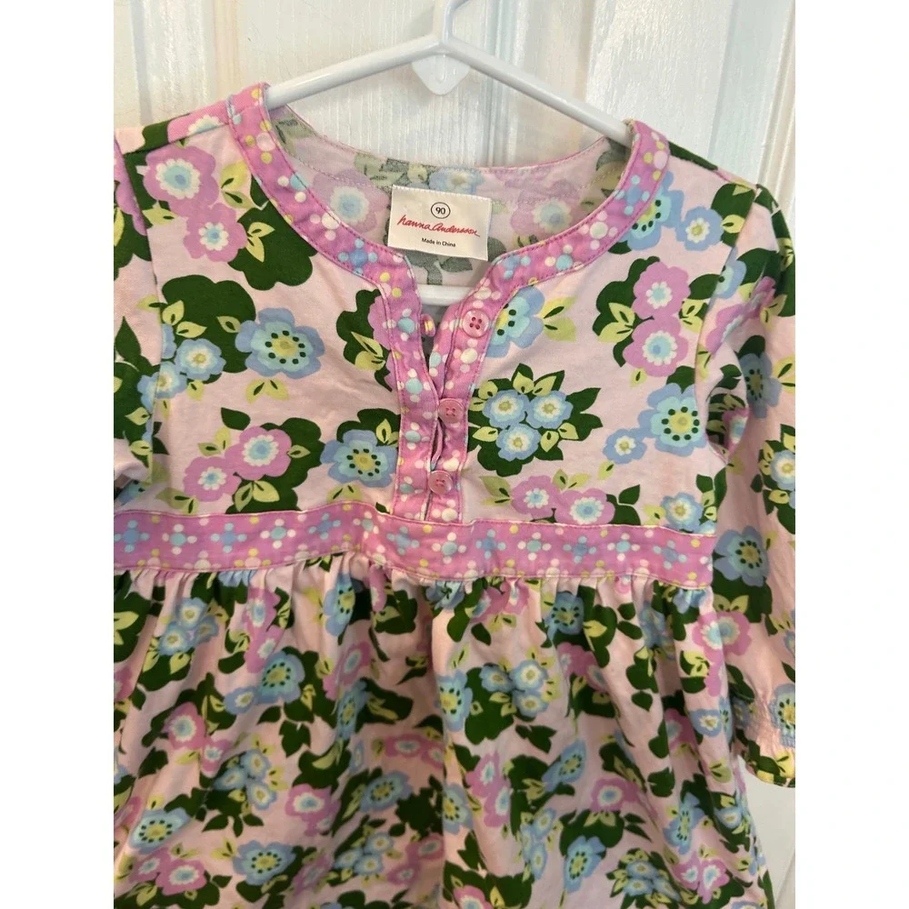 Hanna Andersson‎ Dress Pink Floral Henley Long Sleeve Cotton Toddler 90 Bin A